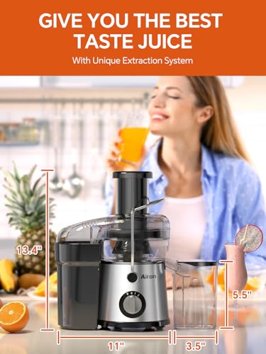 Juicer Machine, Centrifugal Juicer with 3" Extra Wide Feed Chute for Fruit Vegetable, Max Power 800W, Juice Maker with 3-Speed Setting, High Juice Yield, Easy to Clean, Stainless Steel, BPA-Free