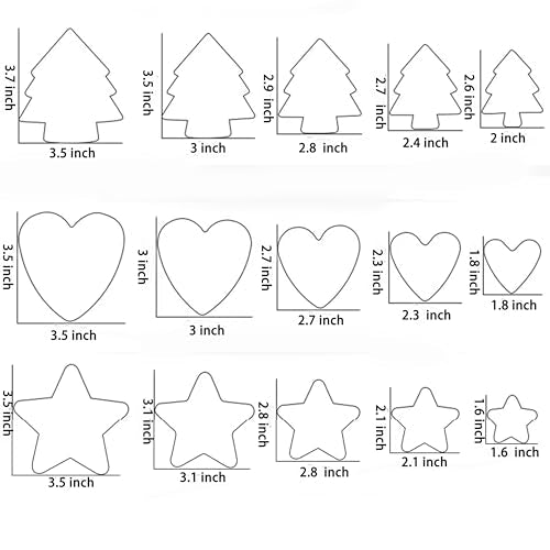 32Pcs Cookie Cutter Set, Biscuit Cutters Shapes, Multi-Size Sandwich Fondant Cake Fruit Vegetable Shapes Cutter Set,Include Square, Round, Star, Heart, Flower, Tree (6 Shapes)