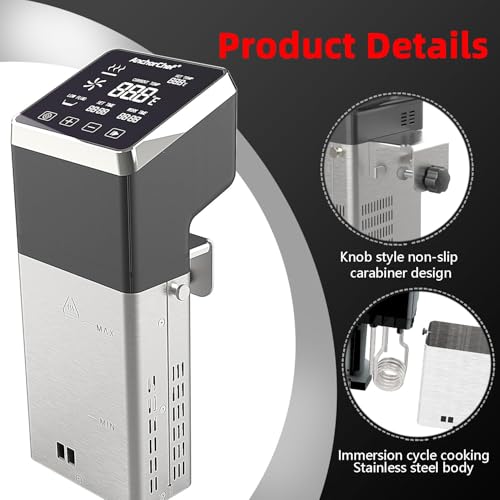 AnchorChef Immersion Circulator, Commercial Restaurant Sous Vide Machine, Large capacity sous vide cooker 1400W, Fast-Heating, With large Touchscreen Accurate Temperature Timer (120V with WiFi)