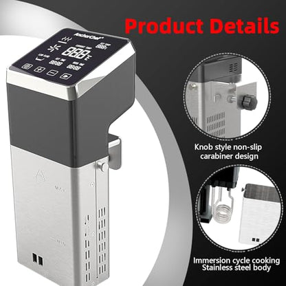 AnchorChef Immersion Circulator, Commercial Restaurant Sous Vide Machine, Large capacity sous vide cooker 1400W, Fast-Heating, With large Touchscreen Accurate Temperature Timer (120V with WiFi)