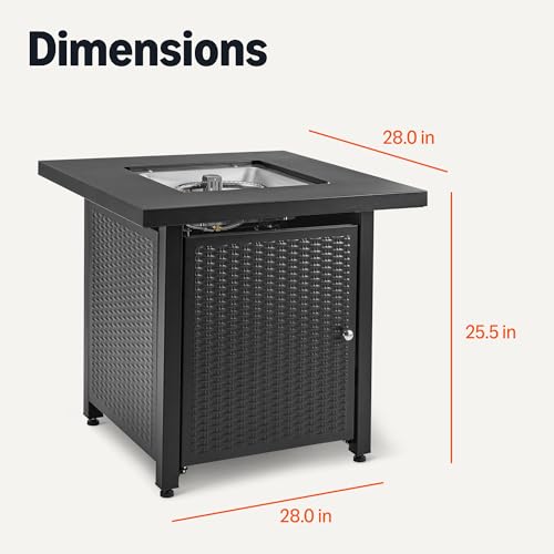 Amazon Basics Fire Table, 50,000 BTU, 28" D x 28" W x 25" H, Black, 1 Pack