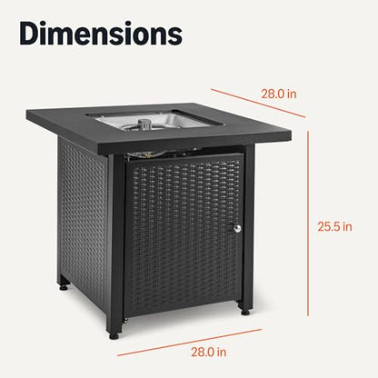 Amazon Basics Fire Table, 50,000 BTU, 28" D x 28" W x 25" H, Black, 1 Pack