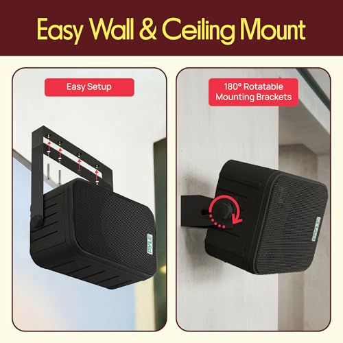 Dual Waterproof Outdoor -Speaker System - 6.5 Inch Pair of Weatherproof Wall / Ceiling Mounted -Speakers Heavy Duty Universal Mount - Use in the Pool, Patio, Indoor - Pyle PDWR50B (Black)
