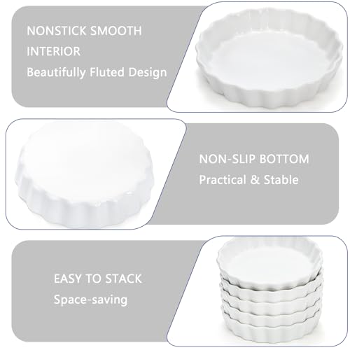 Foraineam Set of 8 Pieces Porcelain Shallow Ramekins, 5 Ounce Creme Brulee Ramekin Dishes Round Baking Ramekins Set