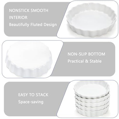 Foraineam Set of 8 Pieces Porcelain Shallow Ramekins, 5 Ounce Creme Brulee Ramekin Dishes Round Baking Ramekins Set
