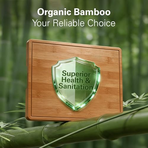 Zarler Bamboo Cutting Boards for Kitchen, Wood Cutting Board with Juice Grooves and Handles, Wooden Chopping Board Set for Meal Prep, 500℉ Carbonized Bamboo, XL Size, Ideal Kitchen Gift