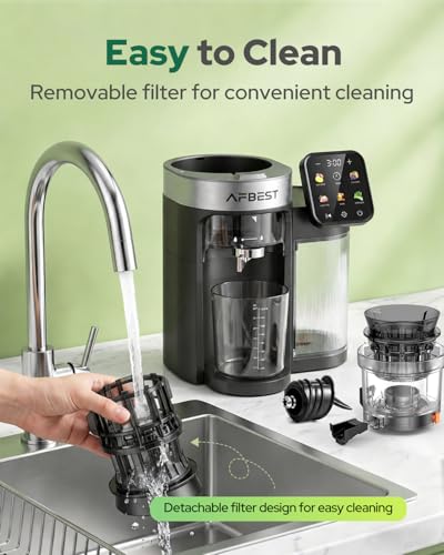AFBEST 2026 Upgraded Cold Press Juicer Machine, 6.5" Extra Wide Chute Masticating Juicer with 100oz Self-Feeding Hopper,3-in-1 Smart Touch Slow Juicer for Sorbet & Nut Milk, High Yield, Easy Clean