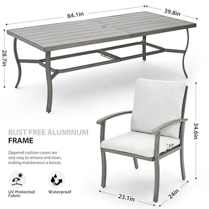 HAPPATIO Aluminum 9 Piece Patio Dining Set - Aluminum Outdoor Dining Set for 8, Patio Dining Table and Chairs Set, Patio Furniture with Table and Chairs (Gray)