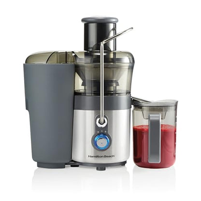 Hamilton Beach Juicer Machine, Centrifugal Extractor, Big Mouth 3" Feed Chute, Easy Clean, 2-Speeds, 40 oz. BPA Free Pitcher, 850 Watt Motor, Silver (67850)
