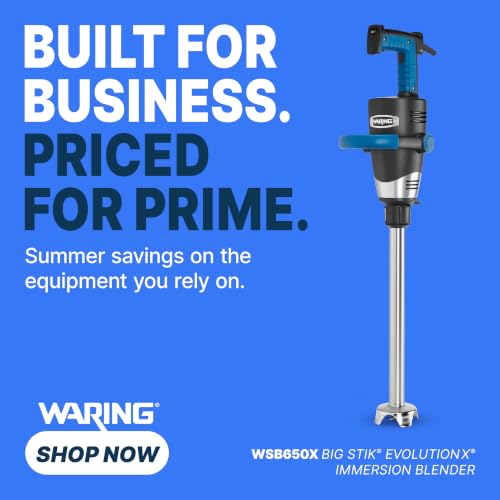Waring Commercial EvolutionX Immersion Blender, 1.5 Horsepower Motor, 18" Stainless Steel Shaft, Variable Speed, 35-Gallon Capacity, for Professional Hand Blender for Kitchens & Catering, WSB650X