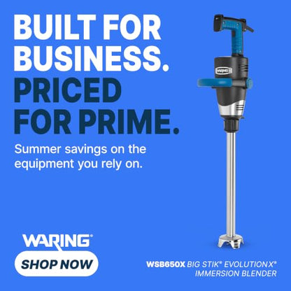 Waring Commercial EvolutionX Immersion Blender, 1.5 Horsepower Motor, 18" Stainless Steel Shaft, Variable Speed, 35-Gallon Capacity, for Professional Hand Blender for Kitchens & Catering, WSB650X