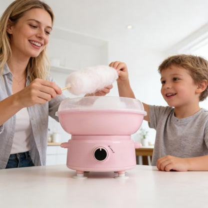 Cotton Candy Maker, Mini Pink Cotton Candy Machine for Weddings, Birthday Parties, Easter, Easy to Clean, Home Use