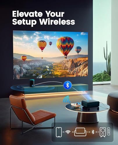 [Built-in Apps/4K Support] Smart Outdoor Projector with WiFi and Bluetooth, Movie Projector, DoIby Audio with Dual Speaker, Auto Focus w/ YouTube&PrimeVideo Proyector, Upgrad P62 Pro