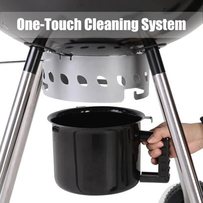 22 inch Kettle Charcoal BBQ Grill with Wheels for Outdoor Cooking