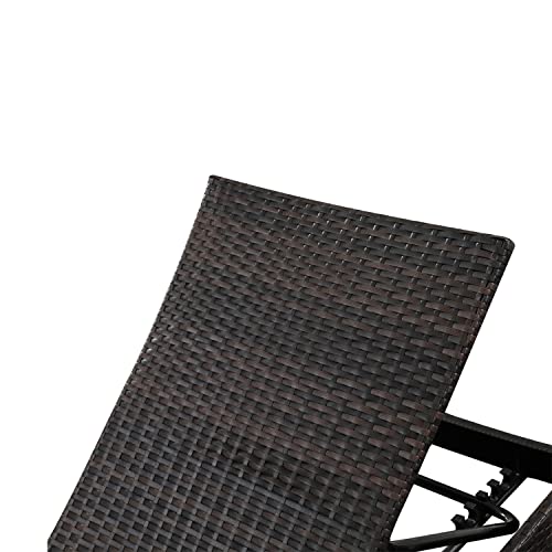 Folding Patio Chaise Lounge (Set of 1 Chair), Foldable Long Reclining Patio Seating Chairs, Outdoor Wicker Lounge Chair, Rattan Chaise Lounge Lawn Sunbathing Chairs Beach Pool Backrest Recliners