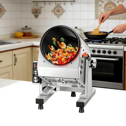 PA-DABAOO Automatic Stir Fry Machine Countertop Cooker,Commercial Drum Type Stir Frying Machine,Multi-Function Kitchen Robot,360° Rotating Stir Fry Machines,Smart Timing