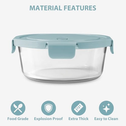 30oz Glass Meal Prep Containers with Lids, Airtight 3.75 Cup Food Storage Containers Set, Heat-Resistant BPA-Free Glass Containers for Soup Leftover, Microwave, Dishwasher, and Freezer Safe (4 Packs)