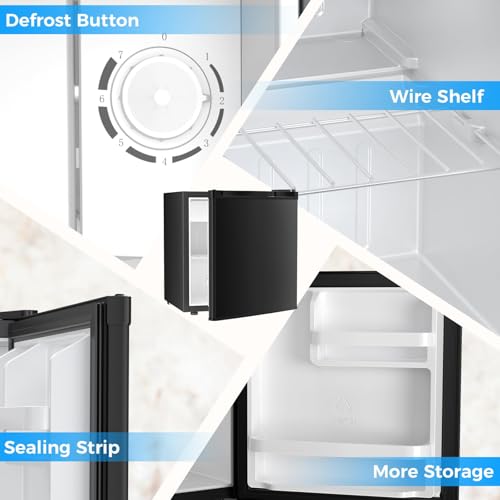 Antarctic Star 1.6 Cu. Ft Mini Fridge with Freezer,Small Compact Refrigerator with Single Reversible Door, Removable Shelves, 7 Adjustable Thermostat, for Dorm/Bedroom/Office,Black