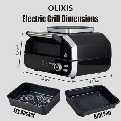 OLIXIS Electric Grill Indoor & Outdoor, 8-in-1 Multifunctional BBQ Grill