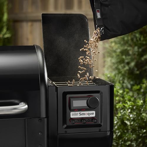 Weber Smoque™ 22‑Inch Pellet Smoker, Black – Outdoor BBQ Pellet Grill Up to 500 Degrees with SmokeBoost, SmoqueVent Airflow System & Rapid React PID Temperature Control