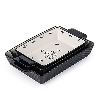 Sagoskat Baking Dishes Bakeware Set Ceramic Casserole Dish, Rectangular Shape, Oven safe, Nonstick, for Cooking, Cake Dinner, Kitchen, 13x9inch, 3pcs, Black