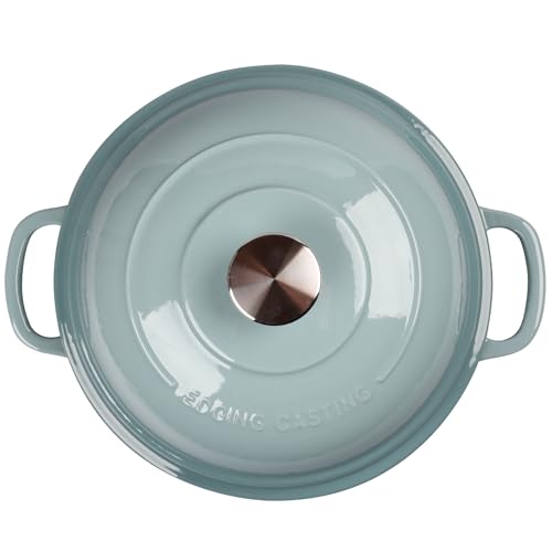 EDGING CASTING Enameled Cast Iron Dutch Oven Pot with Lid, Round Bread Oven for Homemade Sourdough Bread Baking, 6 Quart, Seasalt