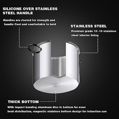 Cook N Home Professional Stainless Steel Stock Pot with Lid, Soup Pot with Stay-Cool Handles, Cooking Pot for Pasta, Spaghetti, Compatible with Most Stovetops, Dishwasher Safe, 5-Quart