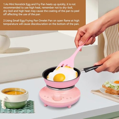 KOMBABE Pink Mini Cast Iron Skillet with Lid - 6 Inch Small Frying Pan for Eggs, Pancakes, Single Serving Cooking | Nonstick & Easy to Clean