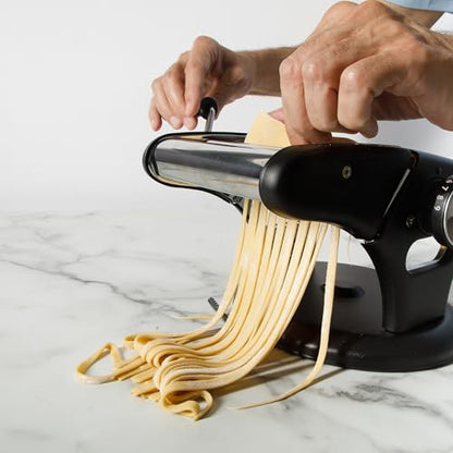 Calphalon Aero Pasta Maker Machine, Manual Pasta Roller & Cutter, Stainless Steel Pasta Maker with Adjustable Thickness Settings for Spaghetti, Fettuccine & Lasagna Sheets