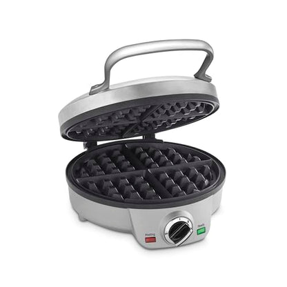 Cuisinart Belgian Waffle Maker, Round Waffle Iron, 6 Setting Adjustable Browning, Audible Alert, Nonstick Plates, WAF-200NAS