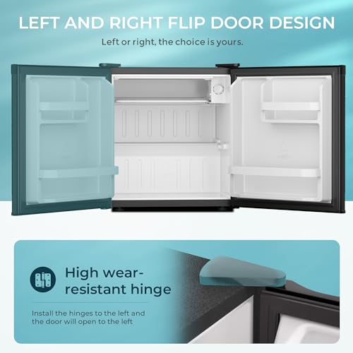 EUHOMY 1.7 Cu.Ft Mini Fridge, Compact Refrigerator for Dorm, Black