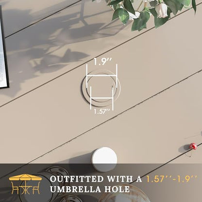 VICLLAX 7 Pieces Patio Dining Set for 6-Outdoor Furniture Includes 53" Round Outdoor Table and Swivel Padded Chairs, Sandshell Color Tabletop and Fabric