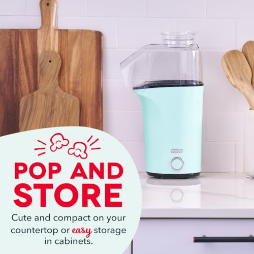 DASH Fresh Pop Popcorn Maker - Oil-Free, Air Popcorn Popper - With Measuring Cup & Recipe Guide - Perfect for Movie Nights - 16 Cups, Aqua