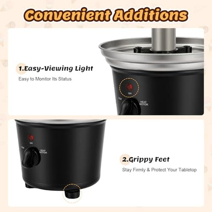 3 Tier Commercial Chocolate Fountain, 1LBS Hot Chocolate Fondue Tower, 120V 40W Power 430 Stainless Steel Chocolate Waterfall Layer Tower w/5 Forks, Deepened Food Tray (3 Layers - Black)