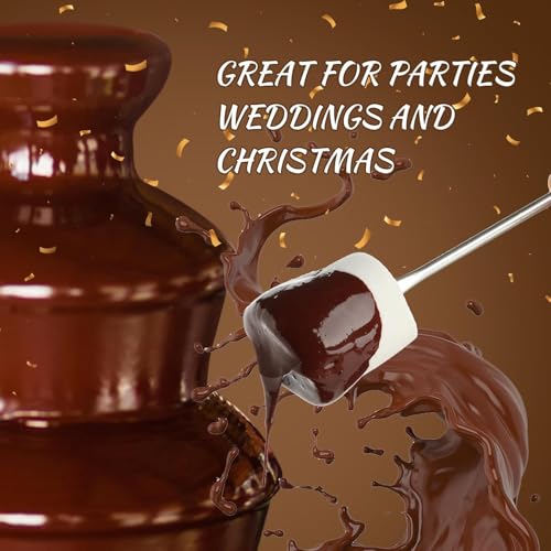 MINI Chocolate Fountain Machine Small Electric Chocolate Fondue Fountain Machine for Party for Candy Butter Cheese with Tray and Stickers (Red)