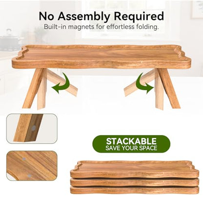 Acacia Wood 3 Tier Cupcake Stand, Serving Tray for Party, Foldable Dessert Table Display Set, Tiered Tray Decor for Party, Birthday, Wedding, Christmas