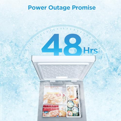 Midea MERC04C4BAWW Chest Freezer, 3.5 Cubic Feet Freezer With Removable Basket, Interior LED Light, Adjustable Temperature, For Kitchen Apartment Office, White