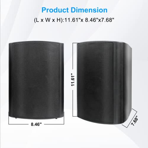Herdio 6.5 Inches Outdoor Bluetooth Speakers Waterproof with Powerful Bass,Wall Mount Speakers Wired Weather Resistant for Patio Home Deck Porch Backyard 400 Watts(Black)