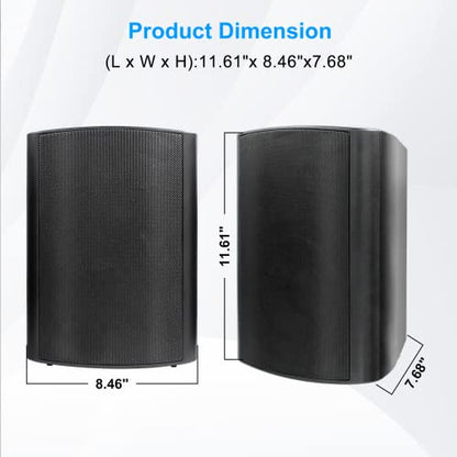 Herdio 6.5 Inches Outdoor Bluetooth Speakers Waterproof with Powerful Bass,Wall Mount Speakers Wired Weather Resistant for Patio Home Deck Porch Backyard 400 Watts(Black)