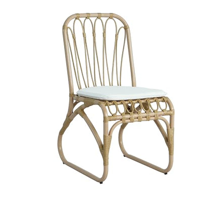 Christopher Knight Home Busby Acacia Wood Patio Dining Set for 4, Square Patio Dining Table and PE Wicker Chairs Set of 4, 5 Piece Outdoor Dining Set with Cushion, Teak+Light Beige
