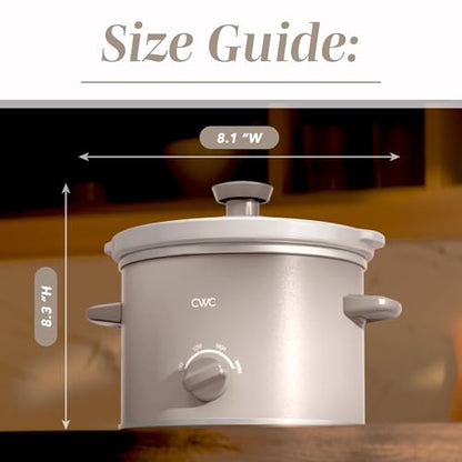 COOK WITH COLOR 2QT Mini Electric Round Slow Cooker - Adjustable Settings, Removable Stoneware Pot, Tempered Glass Lid, Dishwasher Safe, Cool-Touch Side Handles, Sand