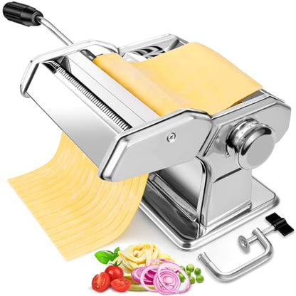 3 in 1 Pasta Maker - 7 Thickness Noodle Maker with Roller & 2 Width Cutters