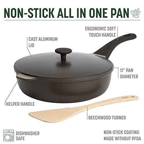 Goodful All-in-One Pan, Multilayer Nonstick, High-Performance Cast Construction, Multipurpose Design Replaces Multiple Pots and Pans, Dishwasher Safe Cookware, 11-Inch, 4.4-Quart Capacity, Graphite
