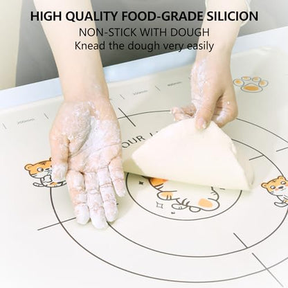 COOKSTYLE 34x24 Inch Extra Thick Silicone Pastry Board, Silicone Baking Mat with Measurements, Non-slip Silicone Mat, Kneading Counter Mat, Non-Stick Dough Mat with Edge Heightening