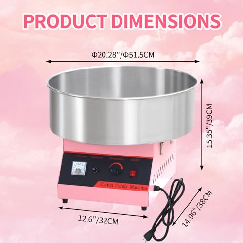 Commercial Cotton Candy Machine, Electric Floss Maker With Stainless Steel Bowl, For Home Party Carnival,pink