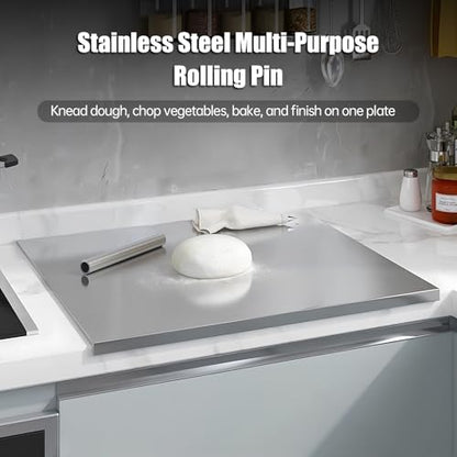 Extra Large Stainless Steel Cutting Board with Lip – 24" x 20" Metal Chopping Board for Kitchen Countertop, Non-Slip Steel Pastry Board for Meat, Vegetables, Dough & Baking, Easy to Clean