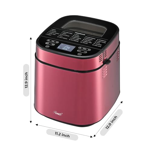 Rosewill 25-in-1 Automatic Bread Maker with Built-in Digital Scale, 3 Loaf Size up to 2.5LB, Beginner-Friendly w/ 700W High Power Dual Heater System, BPA-Free Nonstick Coating Pan - Pink Peppercorn