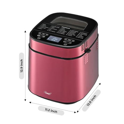 Rosewill 25-in-1 Automatic Bread Maker with Built-in Digital Scale, 3 Loaf Size up to 2.5LB, Beginner-Friendly w/ 700W High Power Dual Heater System, BPA-Free Nonstick Coating Pan - Pink Peppercorn
