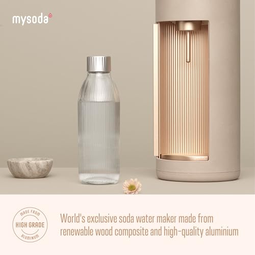 Mysoda Glassy Sparkling Water Maker + 1L Glass & 1L Plastic Bottles - Latte