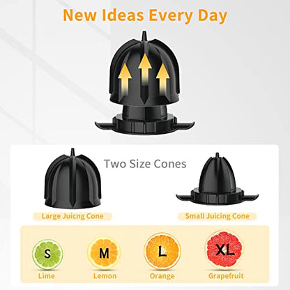 Healnitor 150W Electric Citrus Juicer Squeezer with 2 Cones, Stainless Steel Quiet Orange Juice Extractor Machines for Lime Grapefruit Lemon, Detachable Design